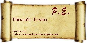 Pánczél Ervin névjegykártya
